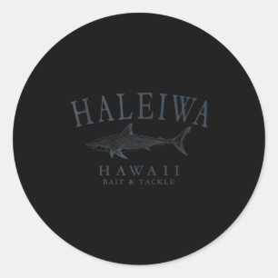 Haleiwa Hawaii Hai Retro-Schiefer Kunst Angeln Tan Runder Aufkleber