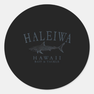 Haleiwa Hawaii Hai Retro-Schieferkunst Angeln Runder Aufkleber