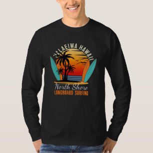 Haleiwa Hawaii North Shore Langboard Surfing T-Shirt