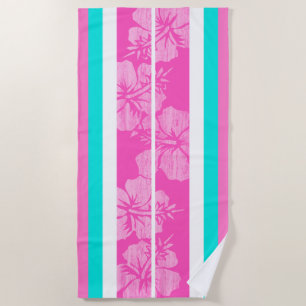 Haleiwa Surfboard Hawaiianischer Hibiskus gestreif Strandtuch