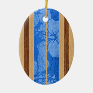 Haleiwa Vintage Surfboard-Ornament aus falschem Ho Keramikornament