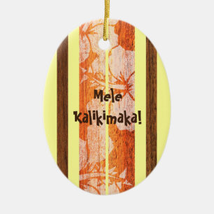 Haleiwa Vintage Surfboard-Ornament aus falschem Ho Keramikornament