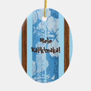 Haleiwa Vintage Surfboard-Ornament aus falschem Ho Keramikornament