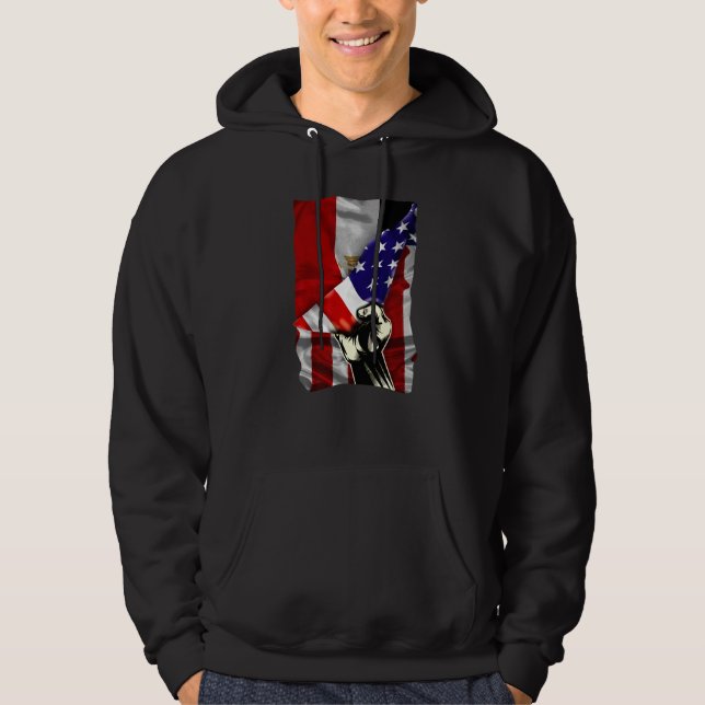 Half American Flag Egyptian ROOTS USA Flag Egypt D Hoodie (Vorderseite)