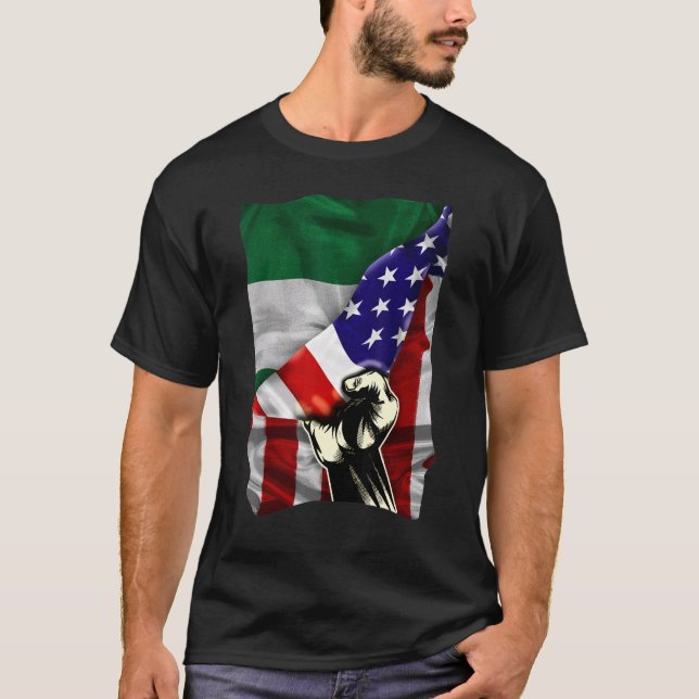 Half American Flag Nigerian ROOTS USA Flag Nigeria T-Shirt (Vorderseite)