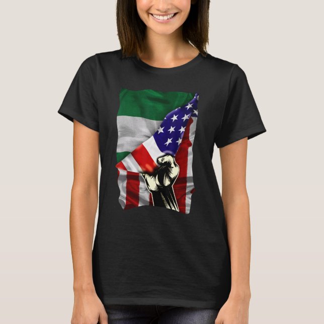 Half American Flag Nigerian ROOTS USA Flag Nigeria T-Shirt (Vorderseite)