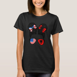 Half American Half Albanian Girl USA Albania Flag T-Shirt