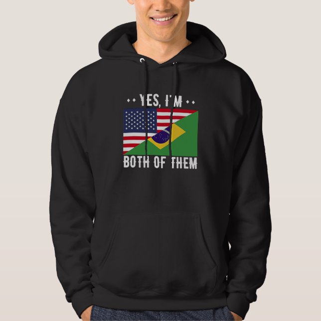 Half American Half Brazilian USA Brazil Flag Hoodie (Vorderseite)