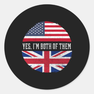 Half American Half Britische Flagge Vereinigtes Kö Runder Aufkleber