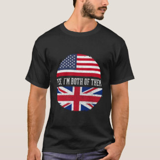 Half American Half Britische Flagge Vereinigtes Kö T-Shirt