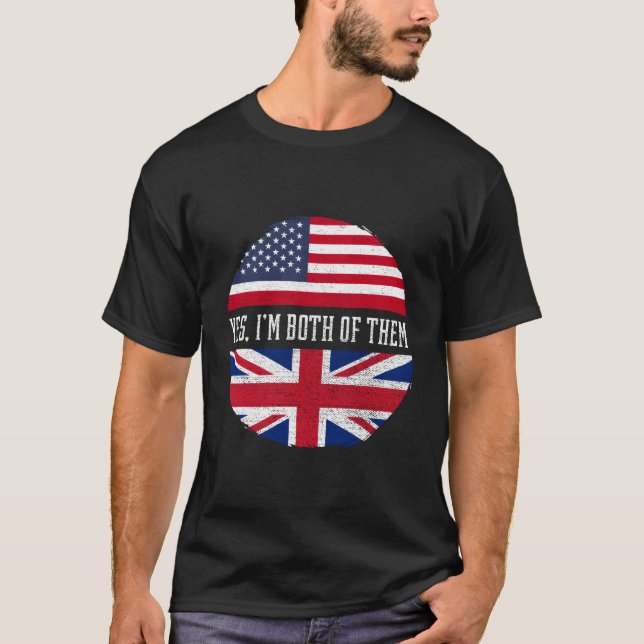 Half American Half Britische Flagge Vereinigtes Kö T-Shirt (Vorderseite)