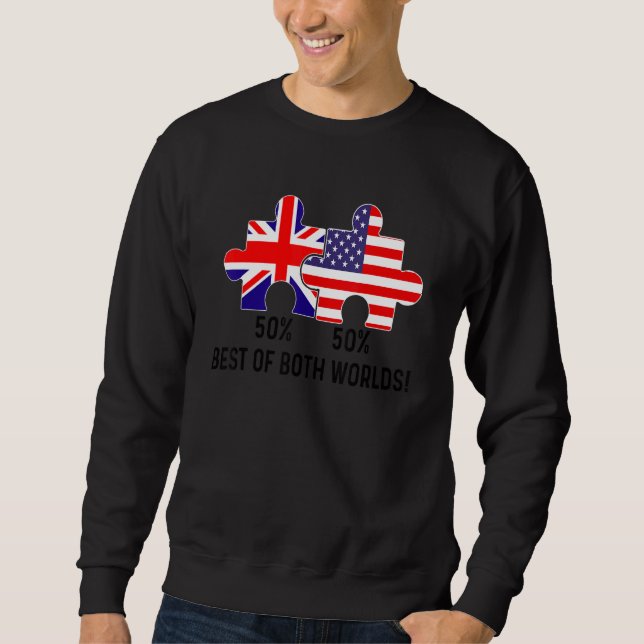 Half American Half British Flag Map Combined USA U Sweatshirt (Vorderseite)