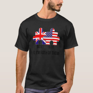 Half American Half British Flag Map Combined USA U T-Shirt