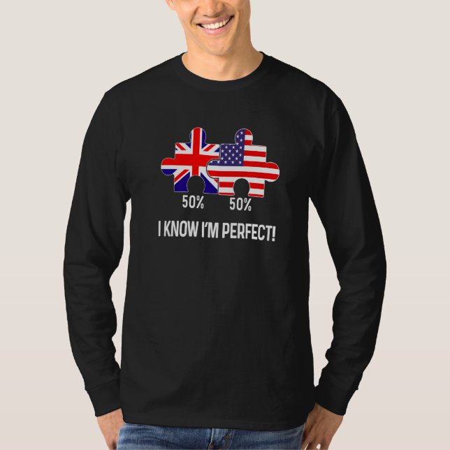 Half American Half British Flag Map Combined USA U T-Shirt (Vorderseite)