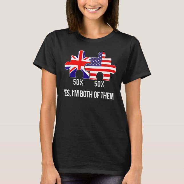 Half American Half British Flag Map Combined USA U T-Shirt (Vorderseite)