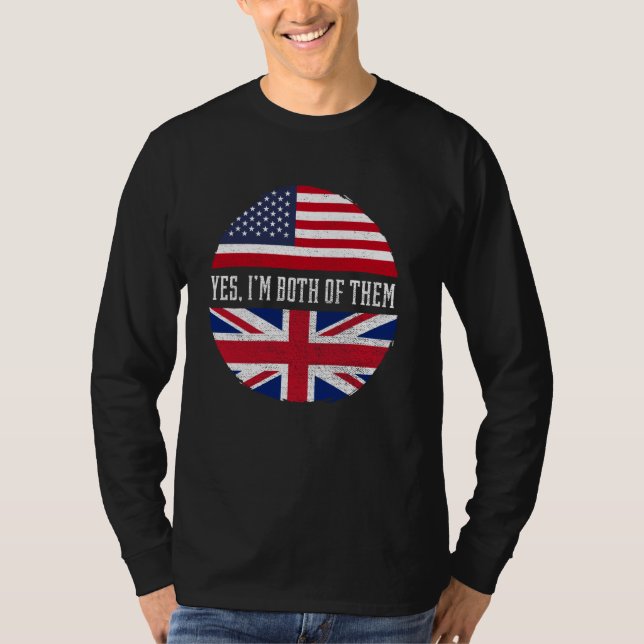 Half American Half British USA Flag Vereinigtes Kö T-Shirt (Vorderseite)