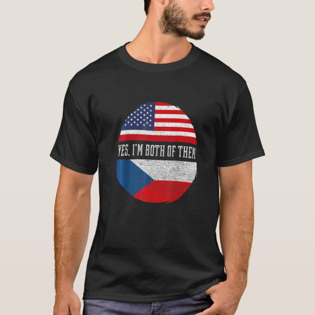 Half American Half Czech USA Flag Czech Republic H T-Shirt (Vorderseite)