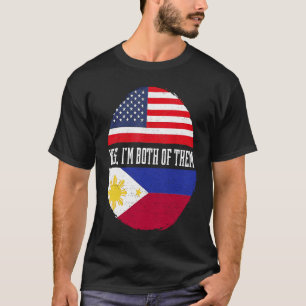 Half American Half Filipino USA Flag Philippinen H T-Shirt