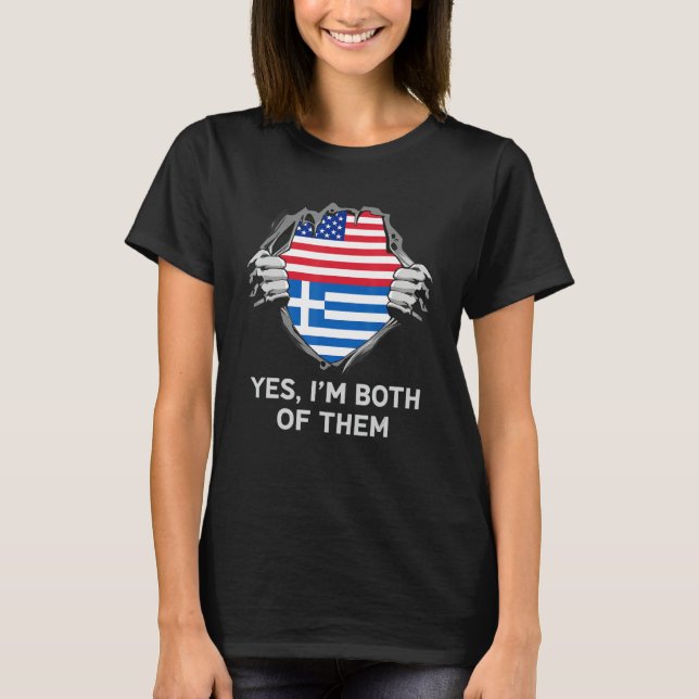 Half American Half Greek USA Greece Flag Mens Wome T-Shirt (Vorderseite)