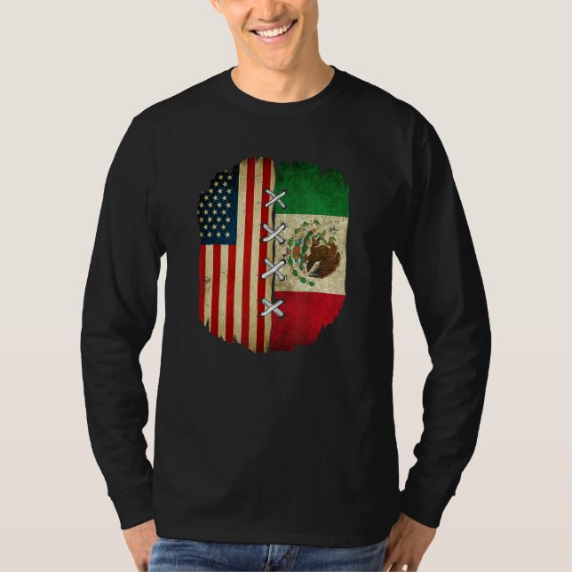 Half American Half Mexican USA Flag Mexico Flag T-Shirt (Vorderseite)