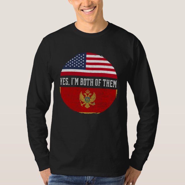 Half American Half Montenegrin USA Flag Montenegro T-Shirt (Vorderseite)