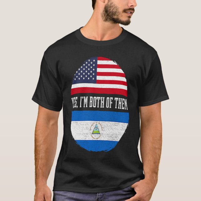 Half American Half Nicaraguan USA Flag Nicaragua H T-Shirt (Vorderseite)