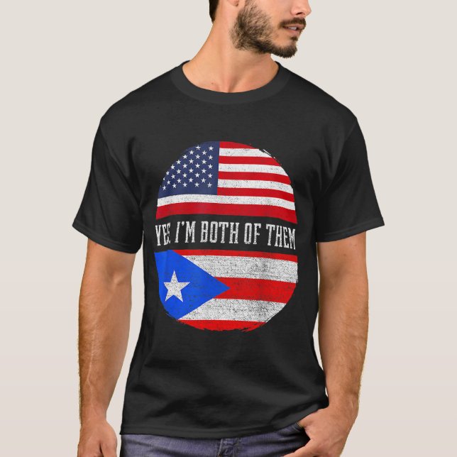 Half American Half Puerto Rican USA Flag Puerto Ri T-Shirt (Vorderseite)