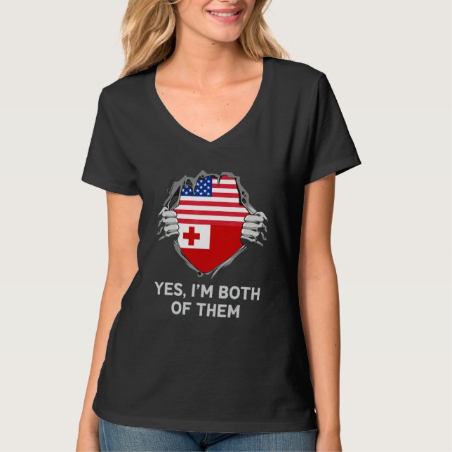 Half American Half Tongan USA Tonga Flag Mens Wome T-Shirt (Vorderseite)