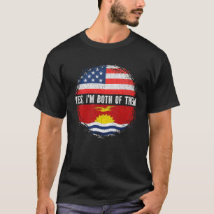 Half-Amerikaner Half I-Kiribati USA Flag Kiribati T-Shirt