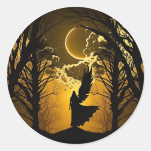 Half Angel Runder Aufkleber