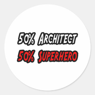 Half Architect Half Superhero Runder Aufkleber