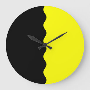 Half Black and Yellow Große Wanduhr