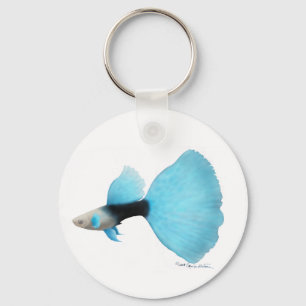 Half Black Blue Extravagant Guppy Schlüsselanhänger