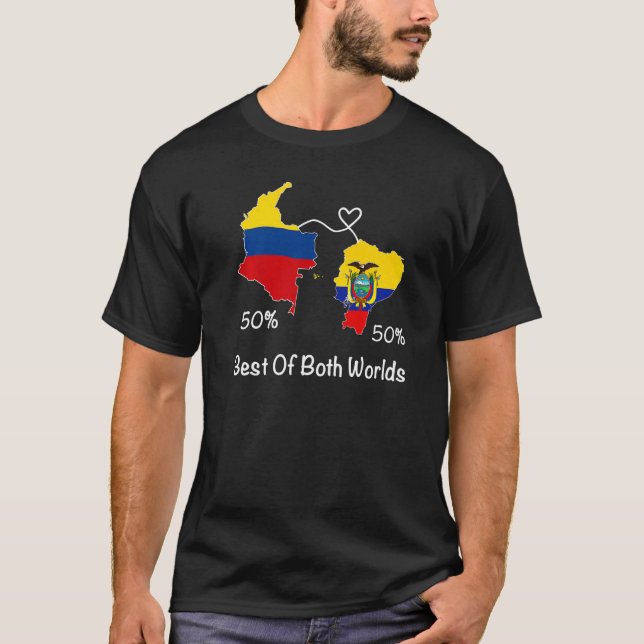 Half Colombian Half ecuadorian Flag Map Ecuador Co T-Shirt (Vorderseite)