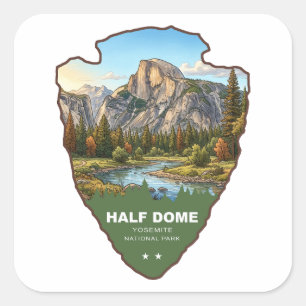 Half Dome Yosemite National Park Arrowhead Quadratischer Aufkleber