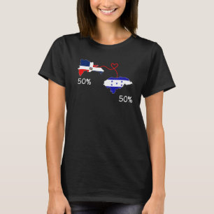 Half dominikanische Half Honduran Flag Map Liebe H T-Shirt