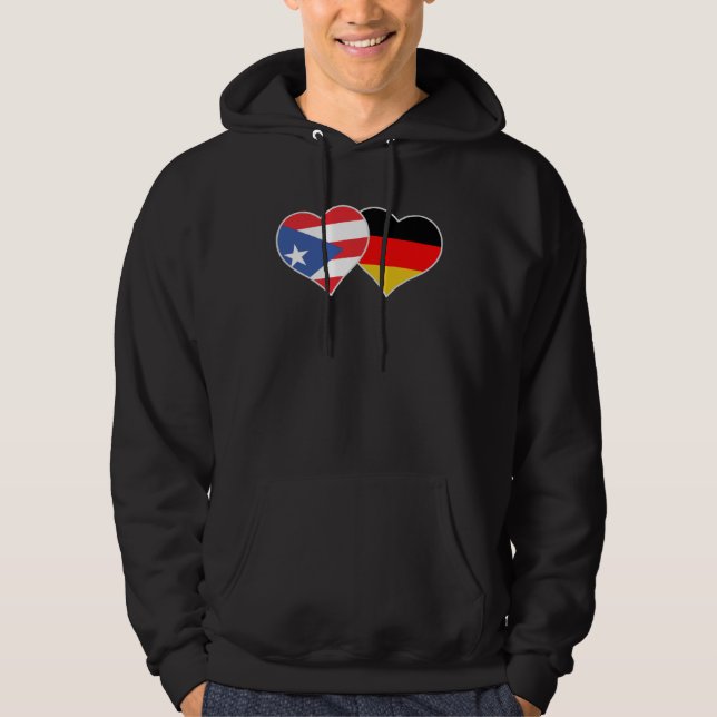 Half German Half Puerto Rican Flag Heart Puerto Ri Hoodie (Vorderseite)