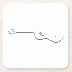 Half-Gitarre-Kontur Rechteckiger Pappuntersetzer