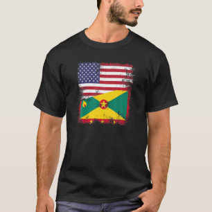 Half grenadische Flagge Vintag Grenada USA Gift T-Shirt