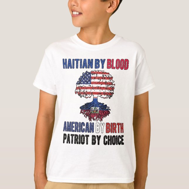 Half Haitian Half American Flag Haiti USA T-Shirt (Vorderseite)