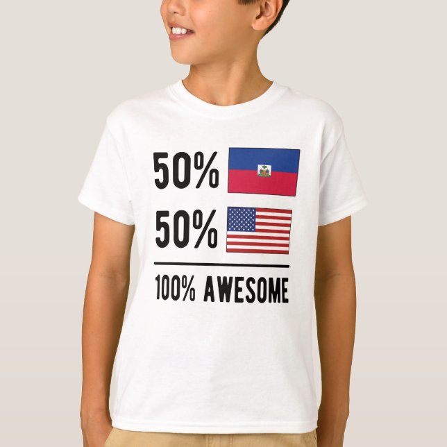 Half Haitian Half American Flag Haiti USA T-Shirt (Vorderseite)