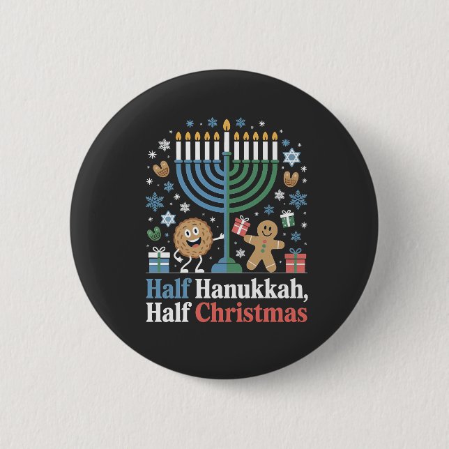 Half Hanukkah Weihnachten Weihnachten Weihnachten  Button (Vorderseite)