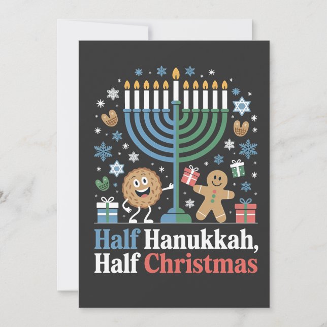 Half Hanukkah Weihnachten Weihnachten Weihnachten  Einladung (Vorderseite)