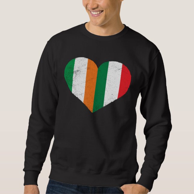 Half Irish Half Italian Heart Ireland Italy Irish  Sweatshirt (Vorderseite)