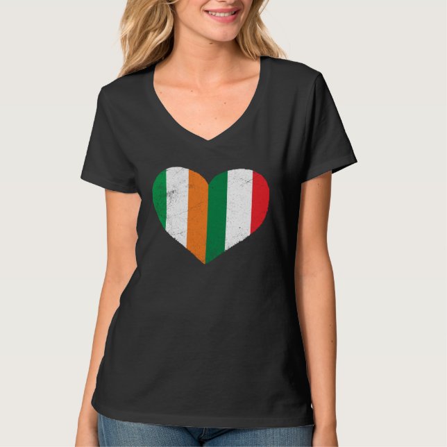Half Irish Half Italian Heart Ireland Italy Irish  T-Shirt (Vorderseite)