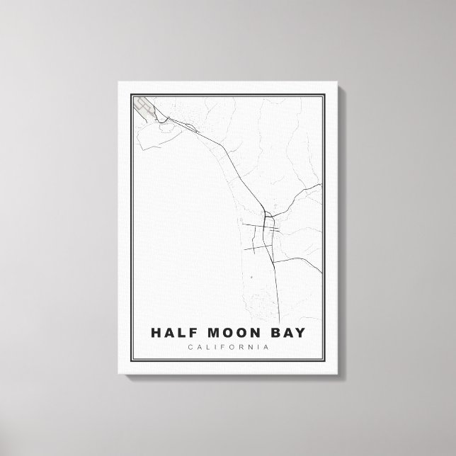 Half Moon Bay Karte Leinwanddruck (Vorderseite)