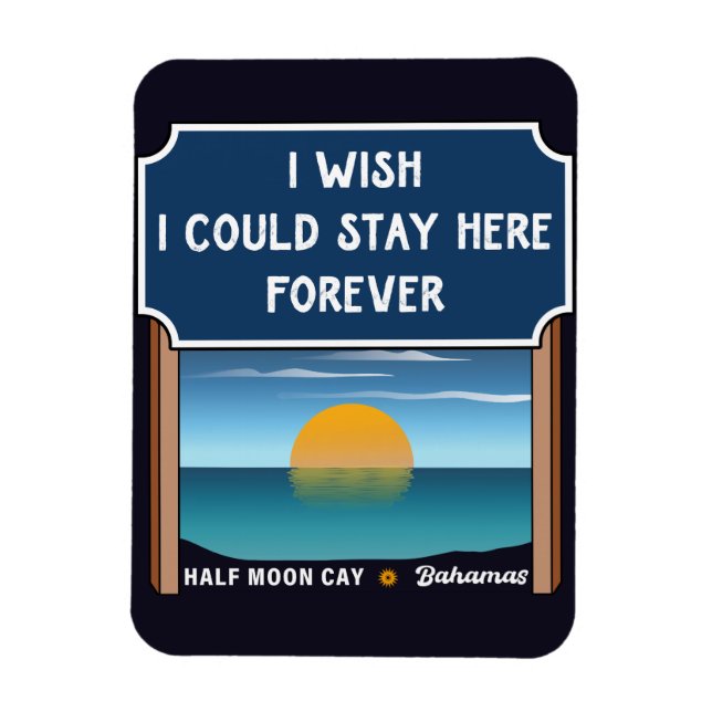 Half Moon Cay Bahamas Retro Sunset Vacation 60er Magnet (Vertikal)
