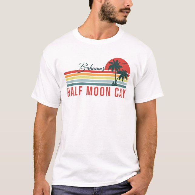 Half Moon Cay Bahamas Retro Sunset Vacation 60er T-Shirt (Vorderseite)