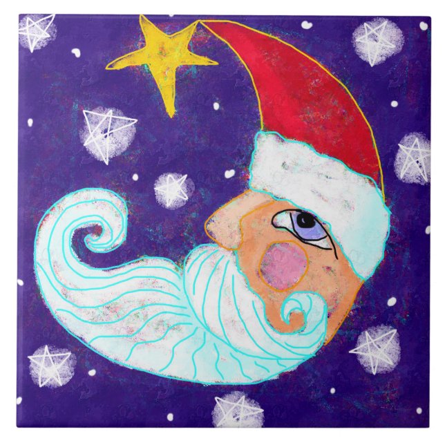 Half Moon Santa Abstract Art Fliese (Vorderseite)