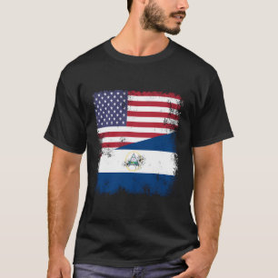 Half Nicaraguanische Flagge Nicaragua Usa T-Shirt